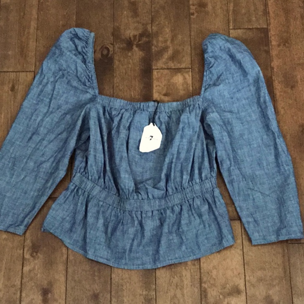 NWT 7 for all mankind Peplum Denim Top- Size S
